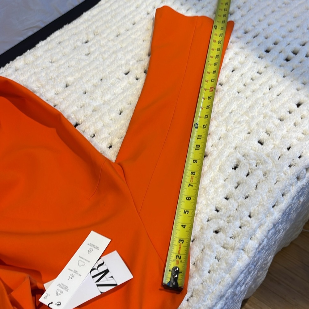 Zara Orange Long-Sleeve Shift Dress with Statement Collar - Picture 11 of 11